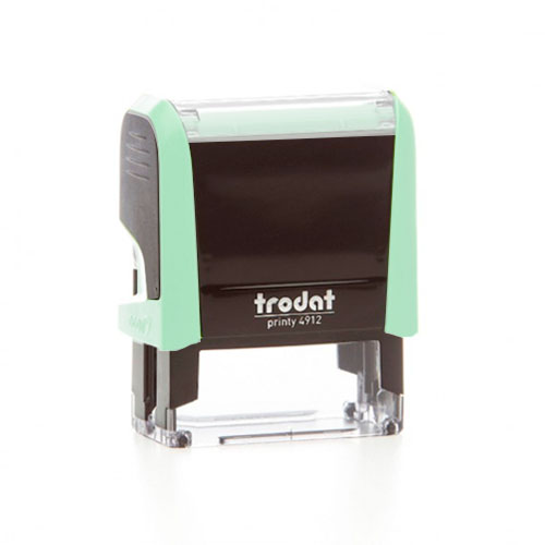 Carimbo Automatico Trodat Printy 4912 P4.0 Verde Agua Pastel Texto Retangular 18x47mm