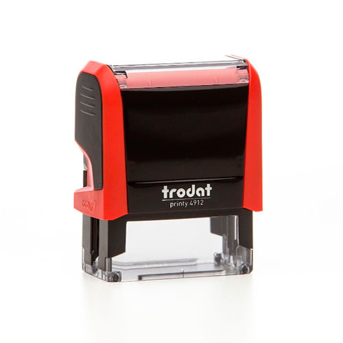 Carimbo Automatico Trodat Printy 4912 P4.0 Vermelho Texto Retangular 18x47mm