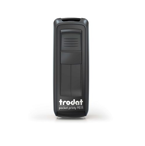 Carimbo de Bolso Trodat Pocket Printy 9511 Preto Placa Texto Retangular 14x38mm